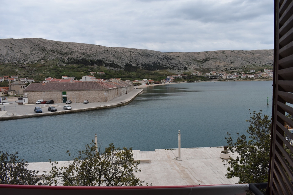 View from the window across the bay to the karst slope