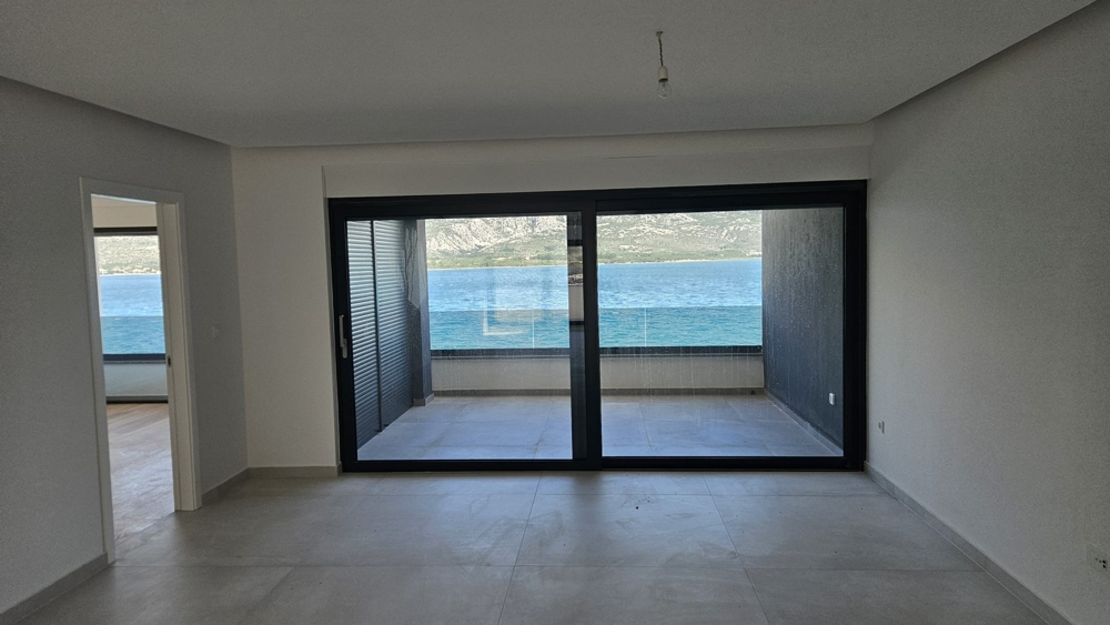 Sea view from the modern and covered terrace of property A2382 near Zadar in Croatia.