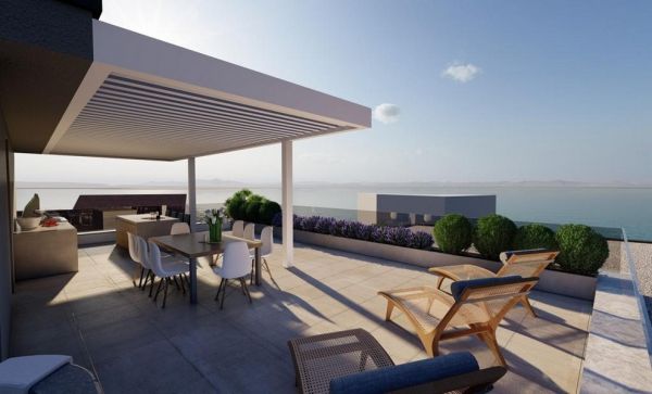 Exclusive penthouse terrace with sea views and seating for sale in Privlaka, Croatia