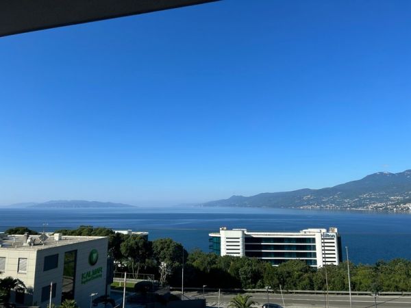 View from the balcony of a modern apartment with sea views in Rijeka, Croatia.