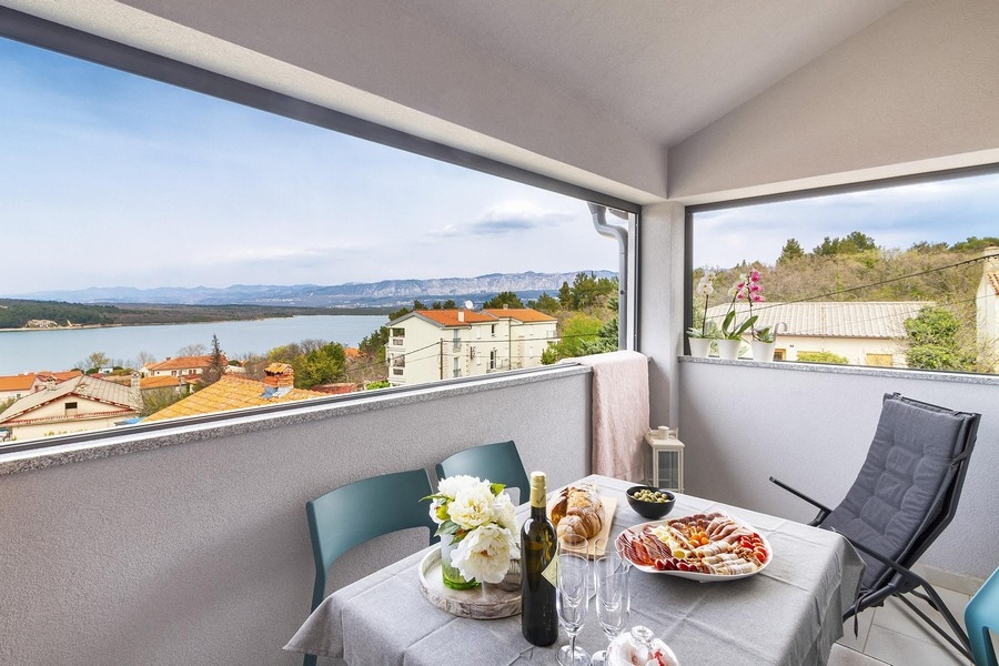 View of the sea from the terrace of property A3411 in Croatia.