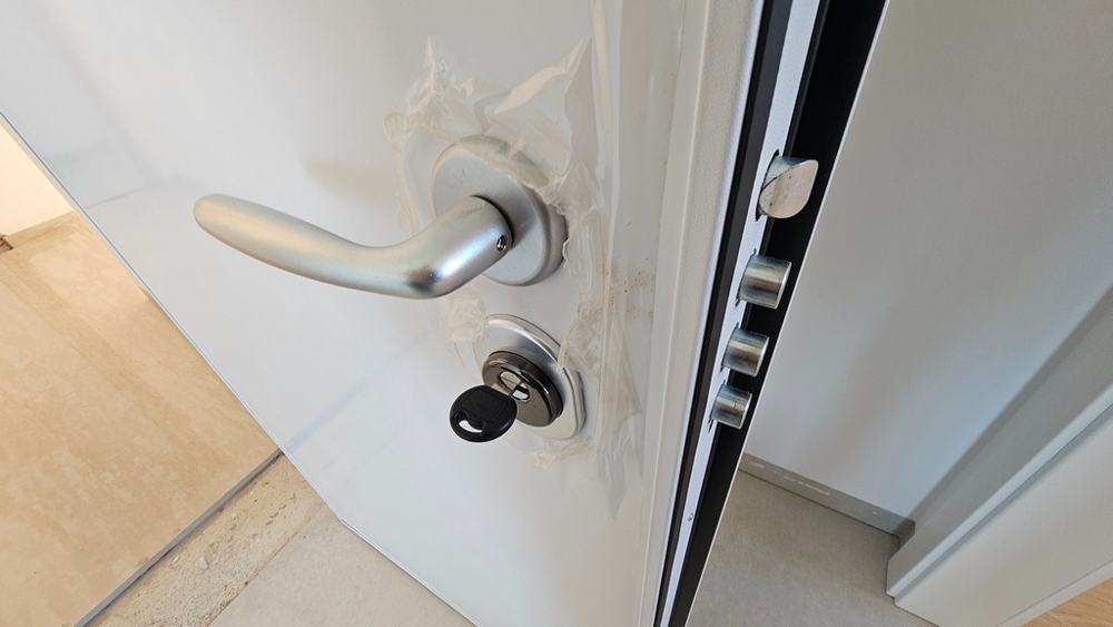 Security door with multi-point lock at the entrance to apartment A3481