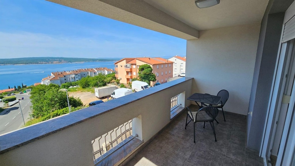 Balcony with sea view of the apartment A3635 in Crikvenica, Croatia.