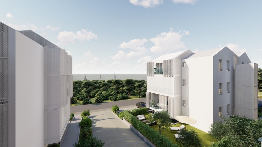 Sea views from the upper floors of the apartments.