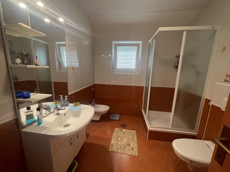 Bathroom with shower, sink and window