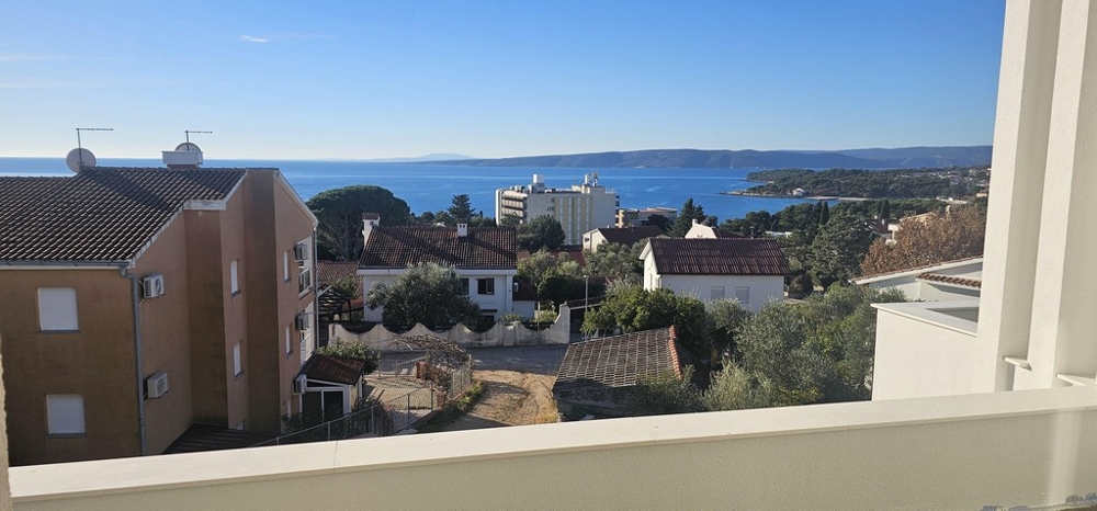 Panoramic sea view over town of Krk and Adriatic coast