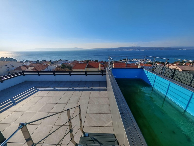Roof terrace with pool and sea views - property A3843, Croatia.
