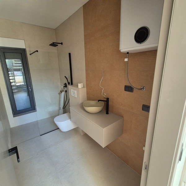 Modern bathroom with shower and sink