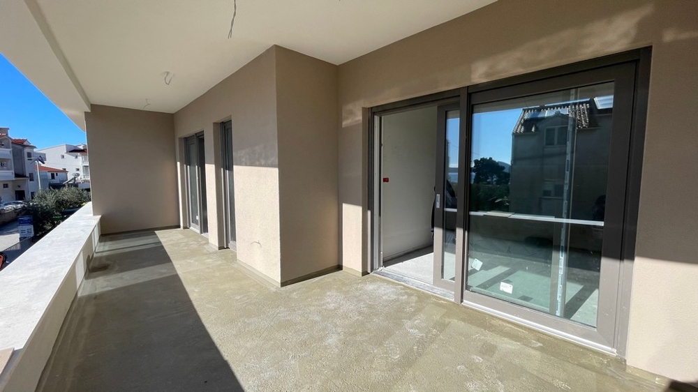 Terrace of the new apartment A3852 near the sea in Vodice, Croatia.