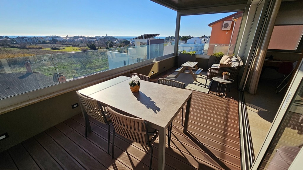 Terrace of apartment A3865, which is for sale in Novigrad in Istria.