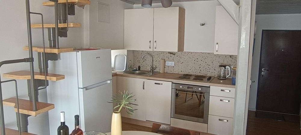 Kitchen with built-in appliances and open floor plan