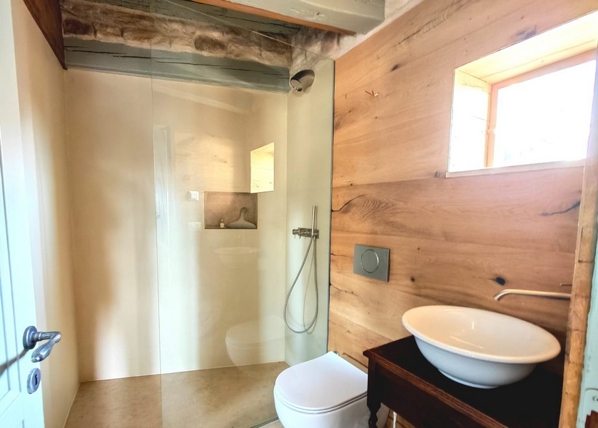 Modern bathroom in old town apartment in Croatia.