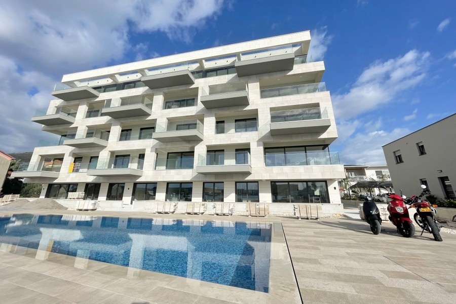 New apartment with pool next to the sea in Trogir for sale - A3896.