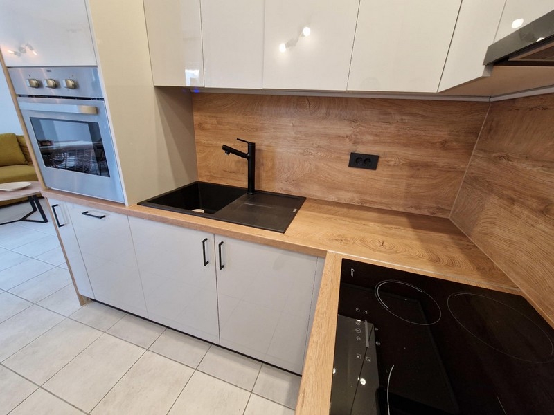 Detailed view of the kitchen with sink and work surface