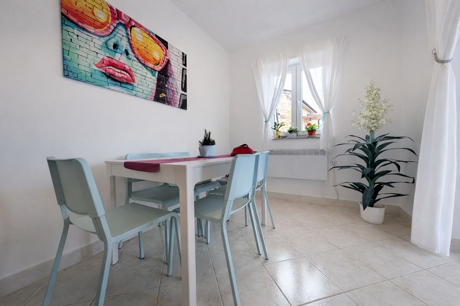 Dining area with window and modern furnishings