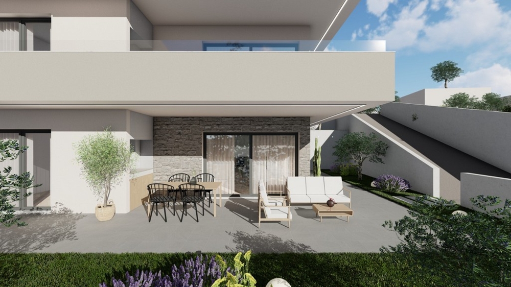 Bright living area with large windows and sea views