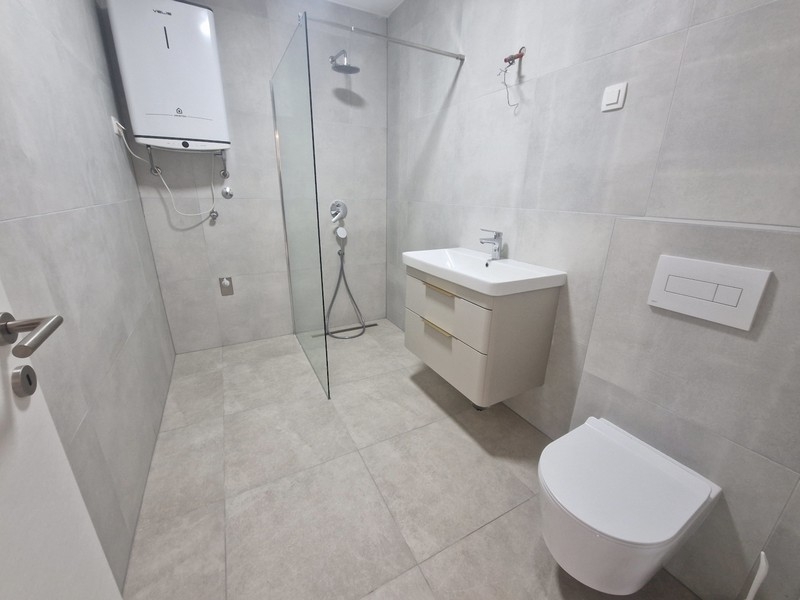 Modern bathroom with shower and sink