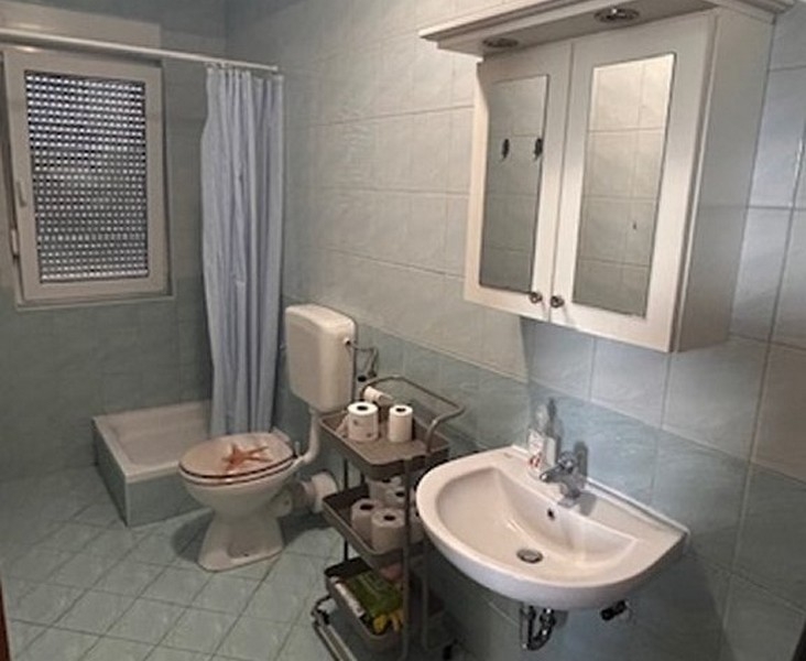 Bathroom with shower, sink and window