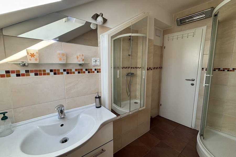 Bathroom with shower.