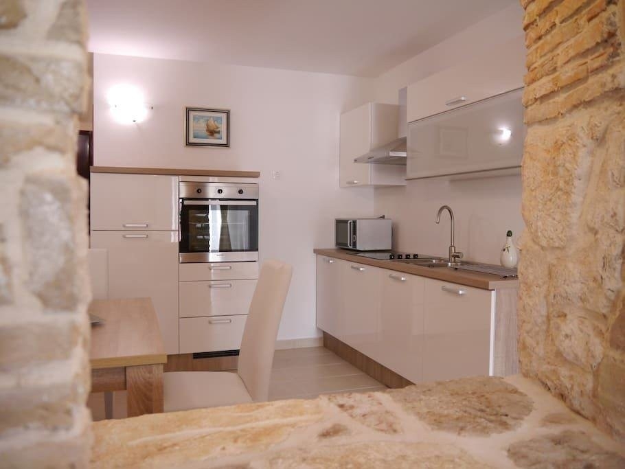 Modern kitchen with built-in appliances