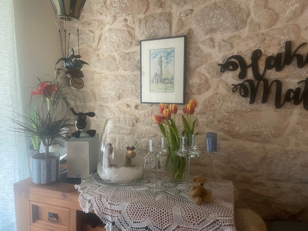 Decorative detail with natural stone wall