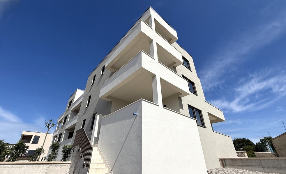Modern residential building with balconies in Vodice, Dalmatia
