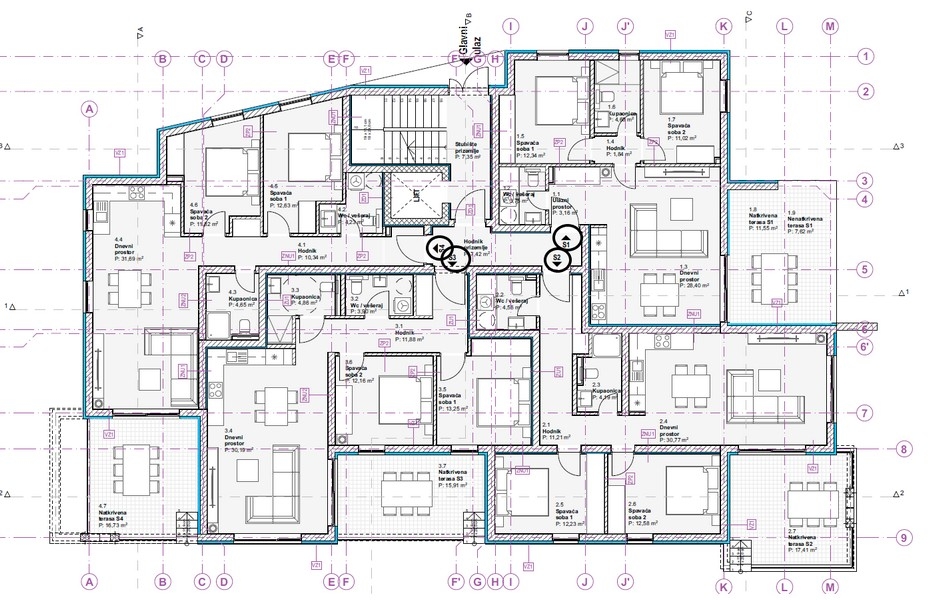 Floor plan of the apartment with room layout