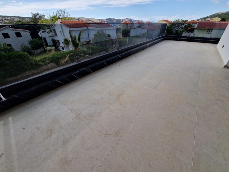 Large terrace of apartment A3961 on Pag in Croatia.