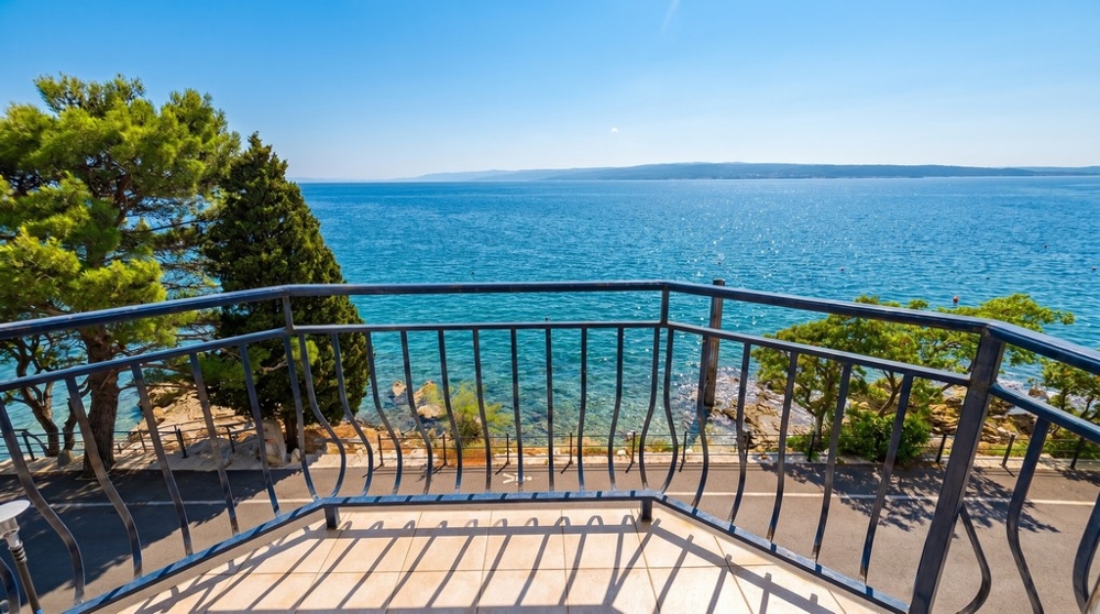 Panoramic sea view from the balcony of an apartment in Croatia