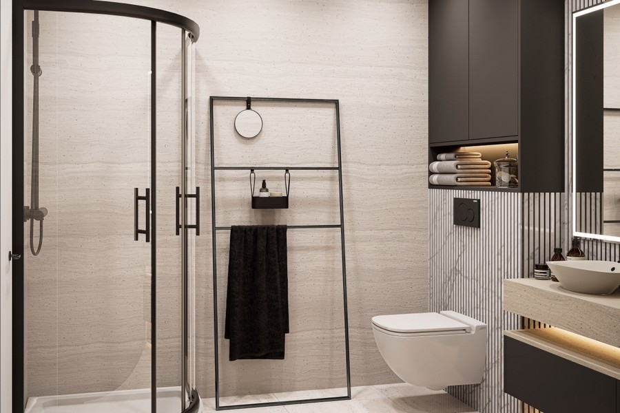 Modern bathroom with shower
