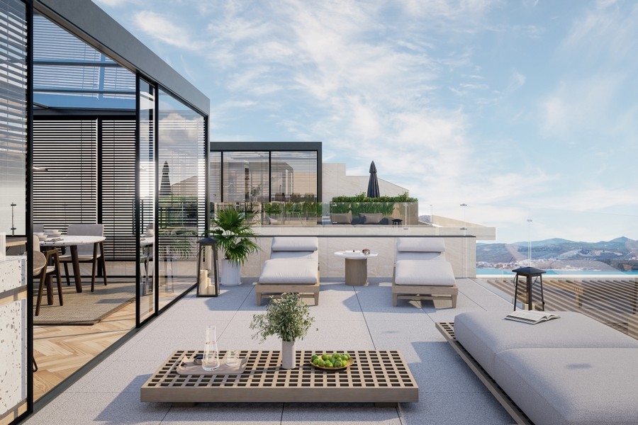 Modern roof terrace with sea views in Croatia