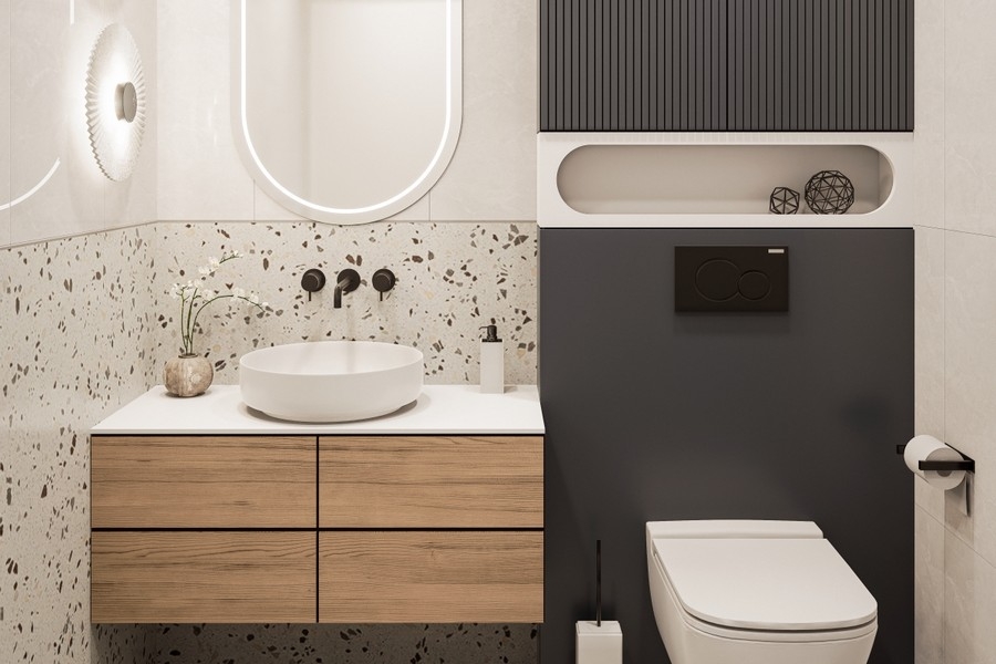High-quality bathroom with walk-in shower