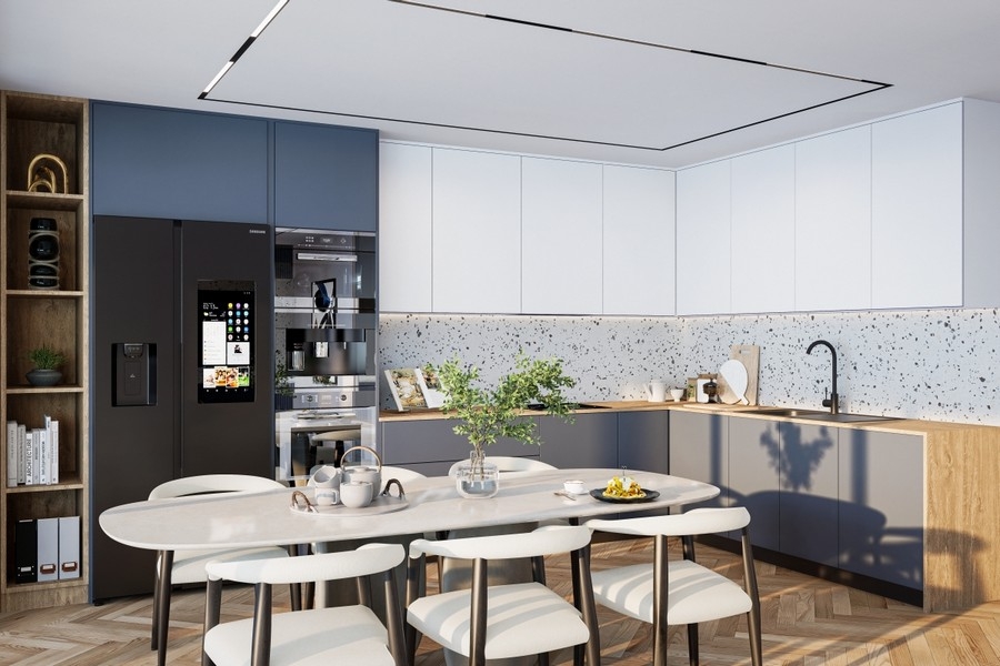 Modern kitchen with high-quality equipment and cooking island