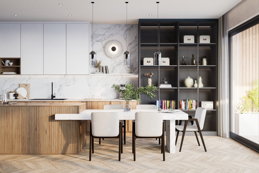 Modern kitchen with an open living concept