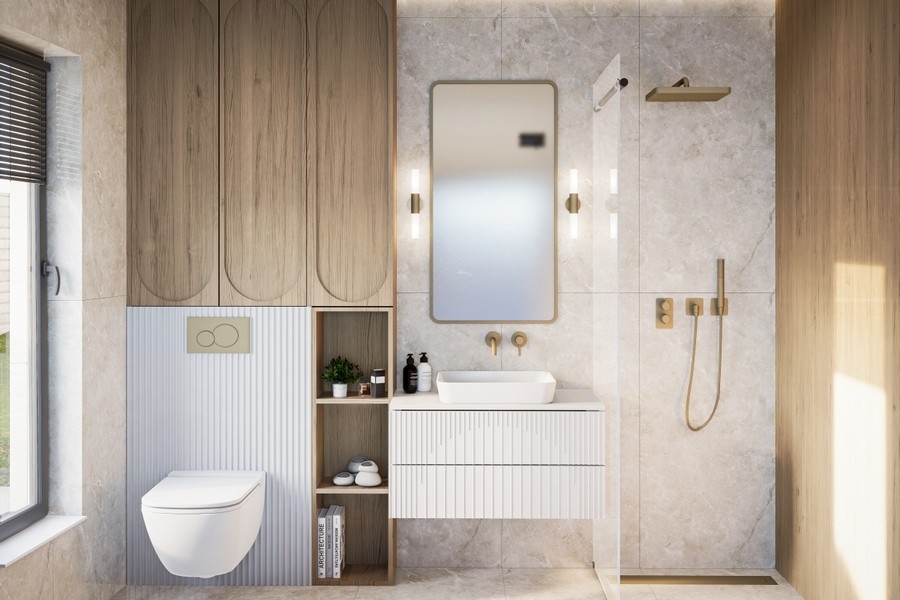 Elegant bathroom in luxury apartment