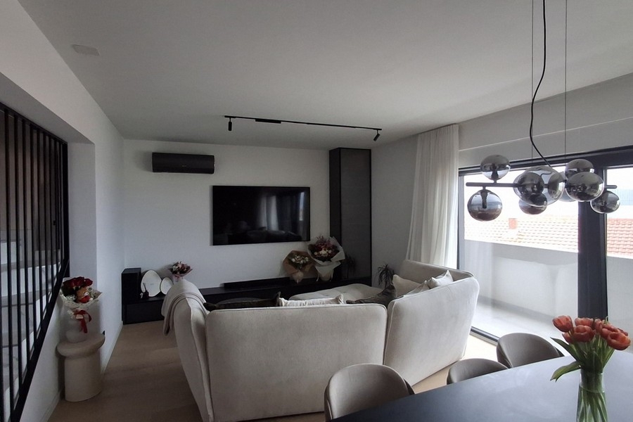 Modern living room with sea view