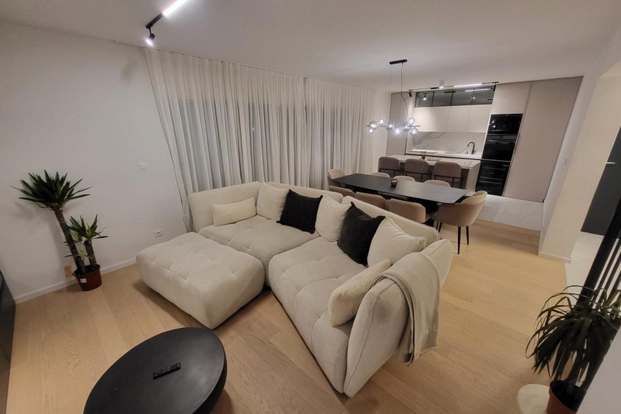 Bright living area with modern kitchen
