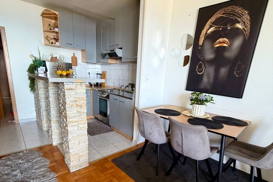 Open kitchen with natural stone counter in Croatia