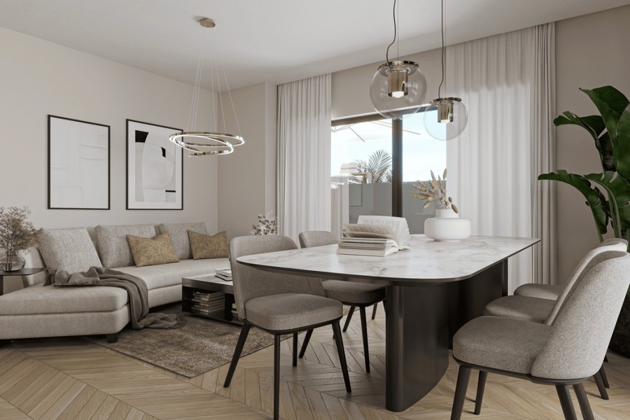 Bright living area with modern furnishings