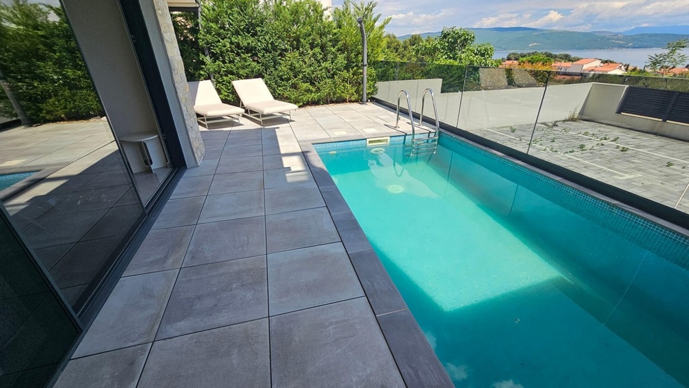 Private pool with sun terrace and sea views in Krk, Croatia