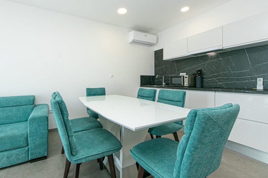 Living area with open kitchen