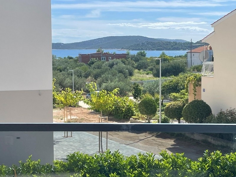 Sea view over Vodice with olive trees