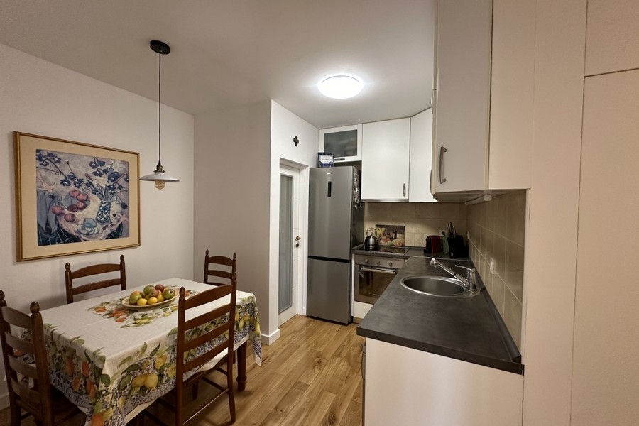 Modern kitchen with area for meals