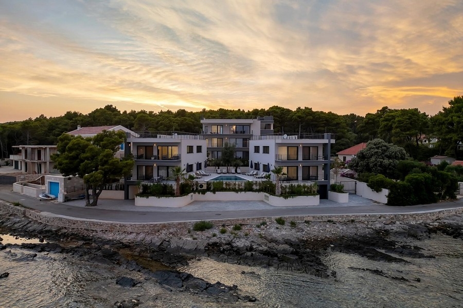 Sunset by the sea on the island of Hvar