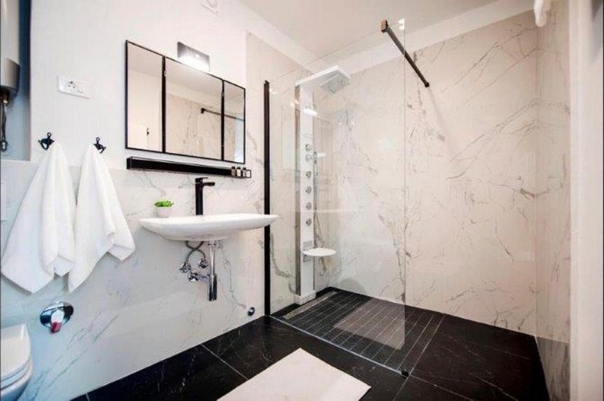 Modern bathroom with walk-in shower