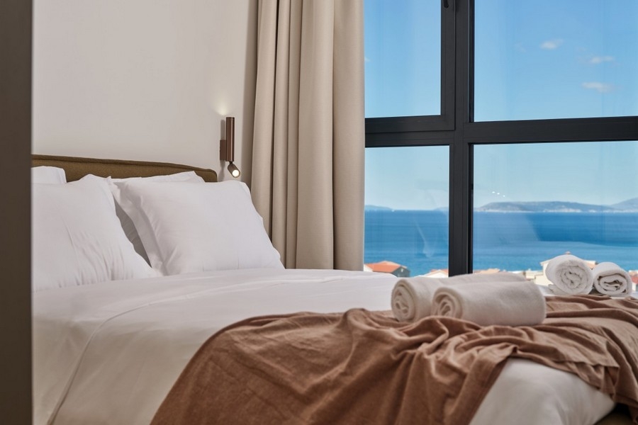 Bedroom with sea view in Croatia