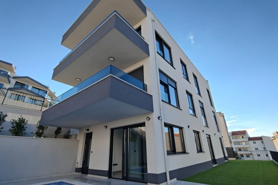 Modern residential building with balconies