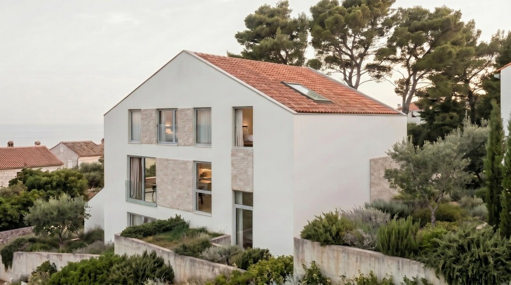 Modern residential building with penthouse in Jezera