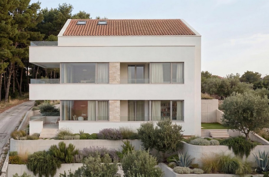Newly built apartment with garden and sea view in Jezera