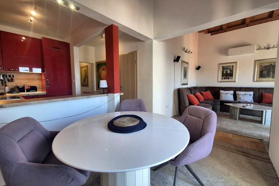 Open kitchen with adjoining living area